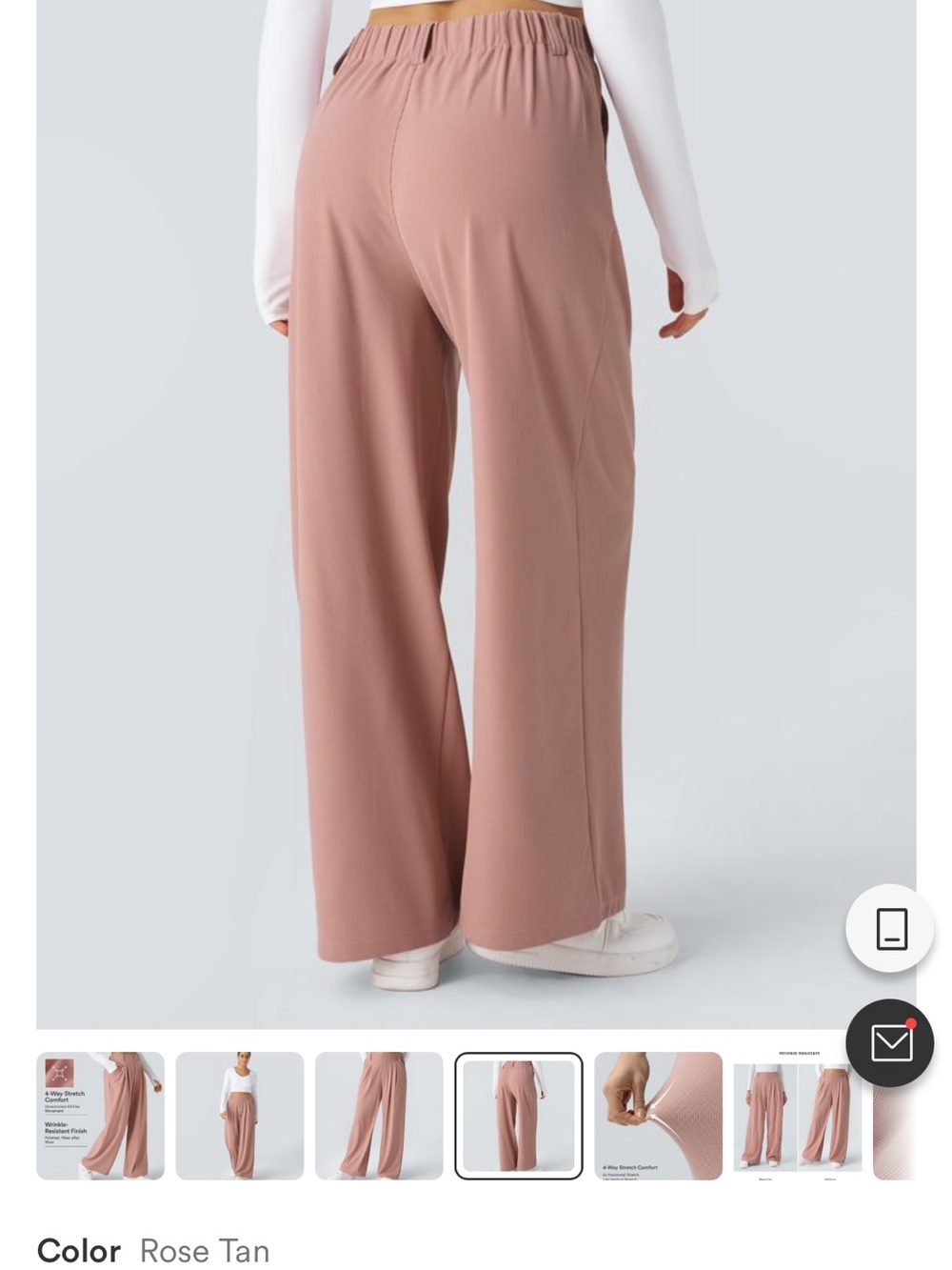 Halara Wide Leg waffle Pull-On Pants in Rose Taupe - Picture 3 of 7